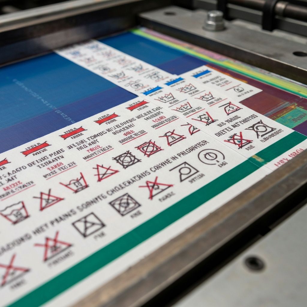Close-up of clothing label printing process showing different technologies